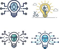 Visualizing Partnership through Light Bulbs Symbolizing Data, Technology, and Human Connection. vector