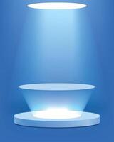 3d product presentation podium with digital technology light effect on blue background vector