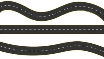 Straight and winding roads. Seamless asphalt road template. Highway or roadway background. vector