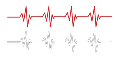 Heartbeat line icon in black and red, flat style, vector