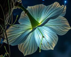Luminescent Flower in Dark Surreal Environment with Sparkling Effects photo
