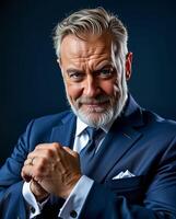 Confident Senior Businessman in Formal Suit with Charming Smile photo