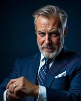 Confident Mature Businessman in Formal Attire with Intense Expression photo