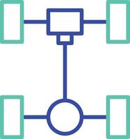 Car axle outline dual color icon vector