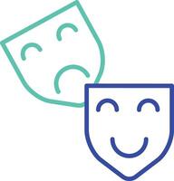 theatre outline dual color illustration icon design vector