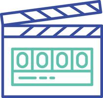 digital clapperboard outline dual color illustration icon design vector