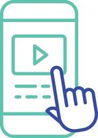 mobile movie click outline dual color illustration icon design vector