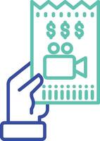 cinema ticket outline dual color illustration icon design vector