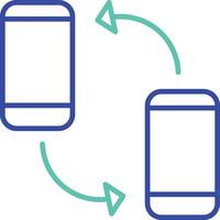 Mobile to mobile sync outline dual color illustration icon design vector