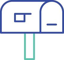 postbox outline dual color illustration icon design vector