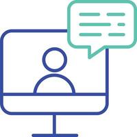 desktop user chat outline dual color illustration icon design vector