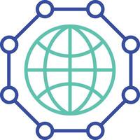 earth network outline dual color illustration icon design vector