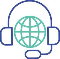 Global Customer Care outline dual color illustration icon design vector