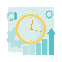 Time and Productivity Concept Featuring Clock and Growth Metrics Illustrations vector