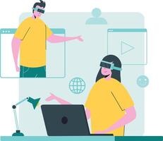 Virtual Collaboration Using Augmented Reality Technology and Digital Communication Tools vector