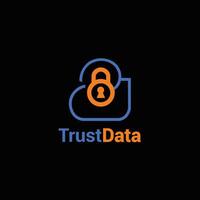 trust data logo on a black background vector