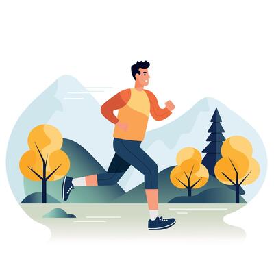 man running in the nature, male athlete outdoor, man running in park