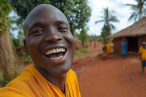 A Joyful Portrait of a Man in Uganda, Africa. A Vibrant Smile Reflecting Happiness and Community photo