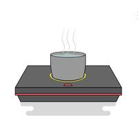 A pot on a stove with a sign that says, how to use a stove vector