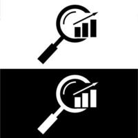 Magnifying glass icon with a bar graph vector