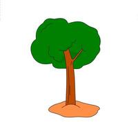 A cartoon tree with a green leaf vector