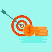 A target with a dollar coin and a dollar sign vector