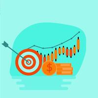 A target with arrows and a dollar coin vector