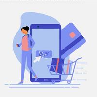 online purchases via mobile app. vector