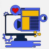 A computer screen with a heart and a heart icon vector