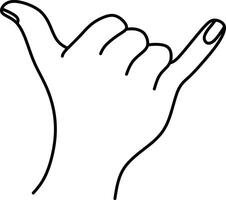 Line Drawing of Hand Showing Shaka Gesture in Minimalist Style vector