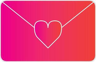 A pink envelope with a heart drawn on it. The heart is in the center of the envelope and is surrounded by a pink border vector