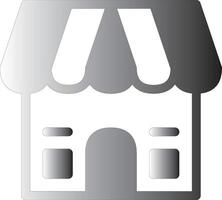 A grayscale illustration representing a shop with a storefront and awning, symbolizing commerce. vector