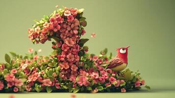 3D volumetric number 1 consisting of beautiful flowers and beautiful flowers. 8 photo