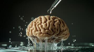 A photo of a brain being watered with a dropper. 8