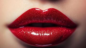 Glossy dark red texture on a subtle lip imprint. 4 photo