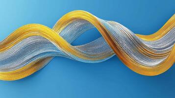 Golden and silver abstract waves, on a blue background. 5 photo