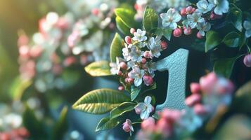 3D volumetric number 1 consisting of beautiful flowers and beautiful flowers. 9 photo