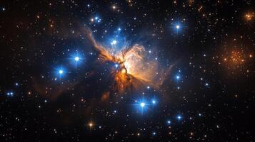 Star clusters and nebulae in dark space. 12 photo