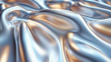 Silver liquid metal texture, abstract waves, white background.2 photo