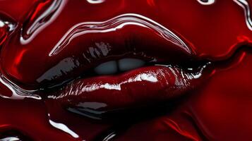 Glossy dark red texture on a subtle lip imprint. 5 photo