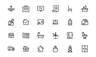 Public Utilities Icon bundle. Editable Line Icons for Energy, Water Supply, Waste Management, and Urban Infrastructure vector