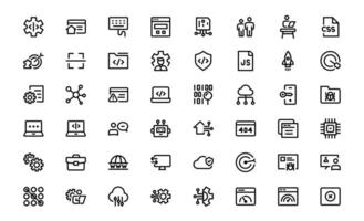 Customizable Coding and Programming Icons package. Graphics for Development, Design Systems, and Tech Workflows vector