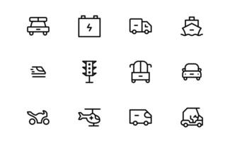 Comprehensive Transport Icon bundle up. Editable, Minimalist Line Icons for Shipping, Logistics, Public Transport, and Travel Projects. vector
