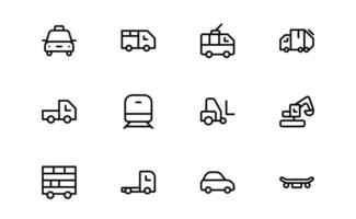 Comprehensive Transport Icon Package. Editable Line Icons for Shipping, Logistics, Public Transport, and Travel Projects. vector