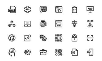 Customizable Coding and Programming Icon bundle. Graphics for Development, Design Systems, and Tech Workflows vector