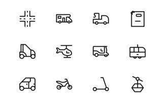 Comprehensive Transport Icon set Pack. Editable, Minimalist Line Icons for Shipping, Logistics, Public Transport, and Travel Projects. vector