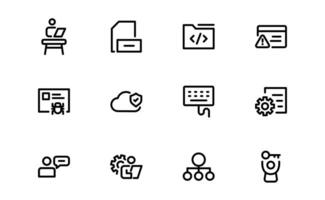 Customizable Coding and Programming Icons set. Graphics for Development, Design Systems, and Tech vector
