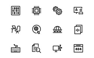 Customizable Coding and Programming Icons set collection. Graphics for Development, Design Systems, and Tech Workflows vector