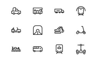Comprehensive Transport Icon set Pack up. Editable, Minimalist Line Icons for Shipping, Logistics, Public Transport, and Travel Projects. vector