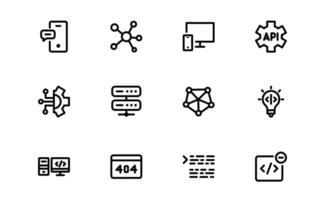 Customizable Coding and Programming Icons set bundle. Graphics for Development, Design Systems, and Tech vector